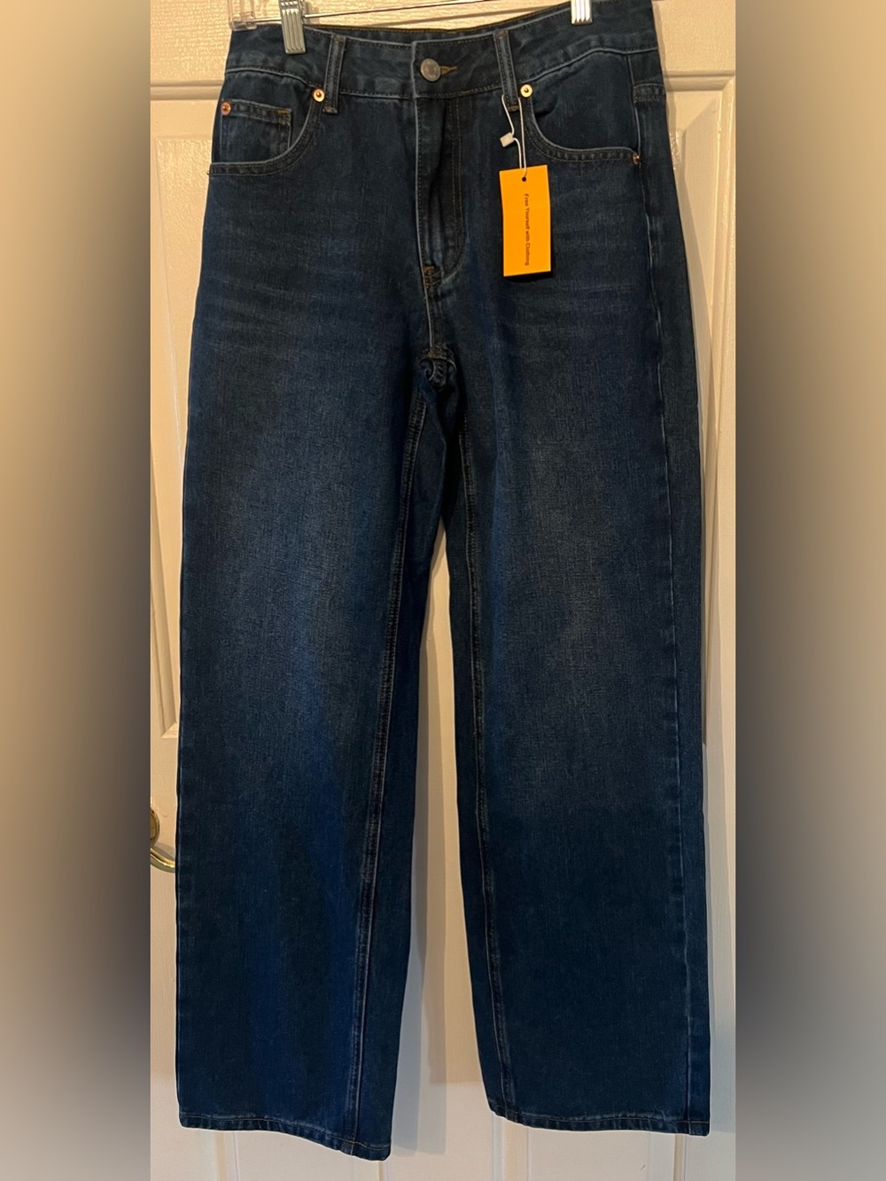 MYOURSA Dark Washed Straight Leg High Waisted Wife Leg Mom Jeans Size XS NWT